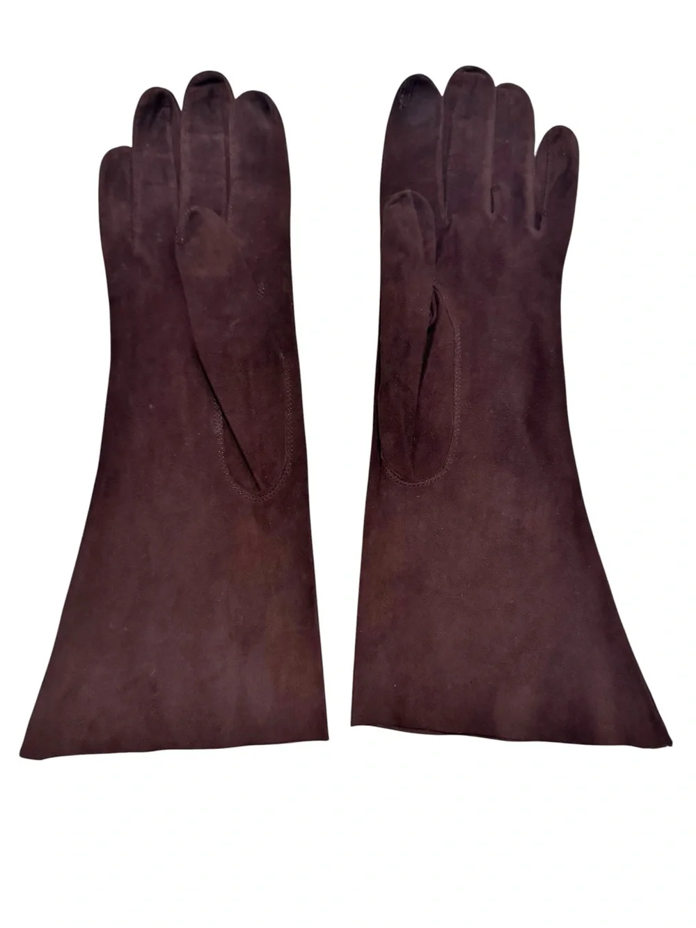 VTG Brown Nubuck Leather Unlined Forearm Gloves Womens 7.5 Meyers Make Polava